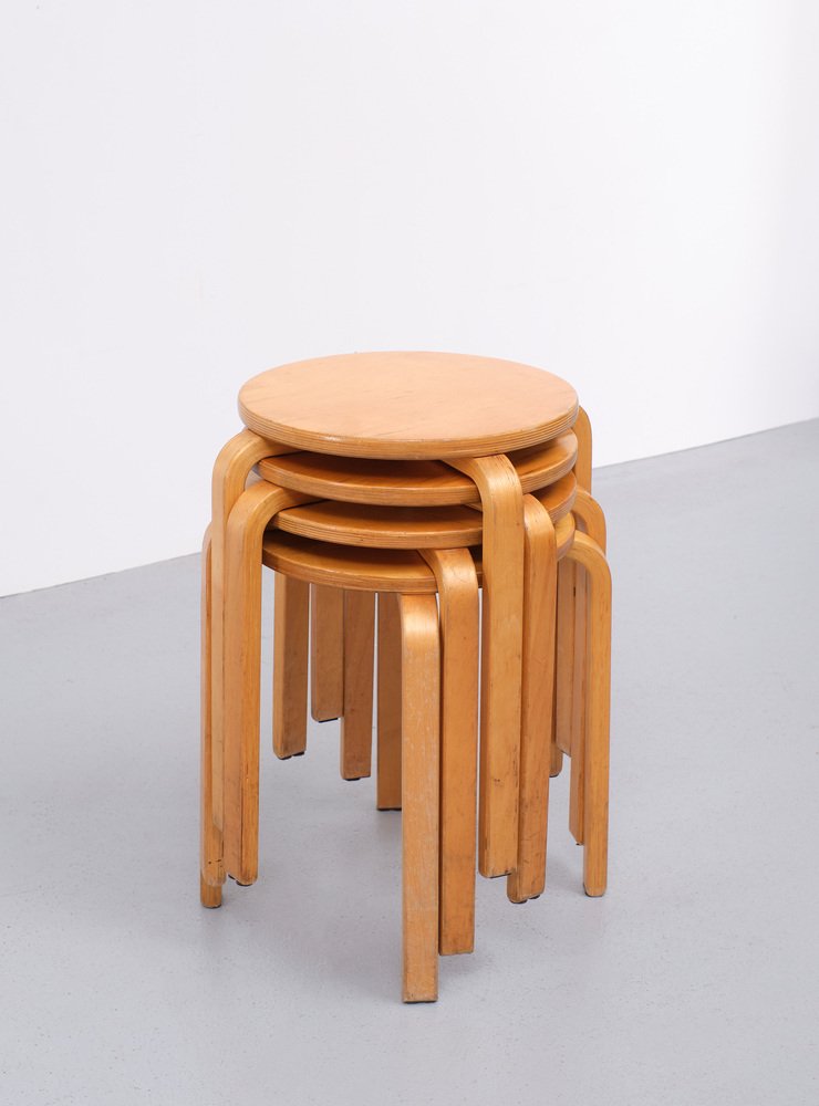Vintage Frosta Bentwood Stacking Stools by Alvar Aalto for Ikea, 1990s