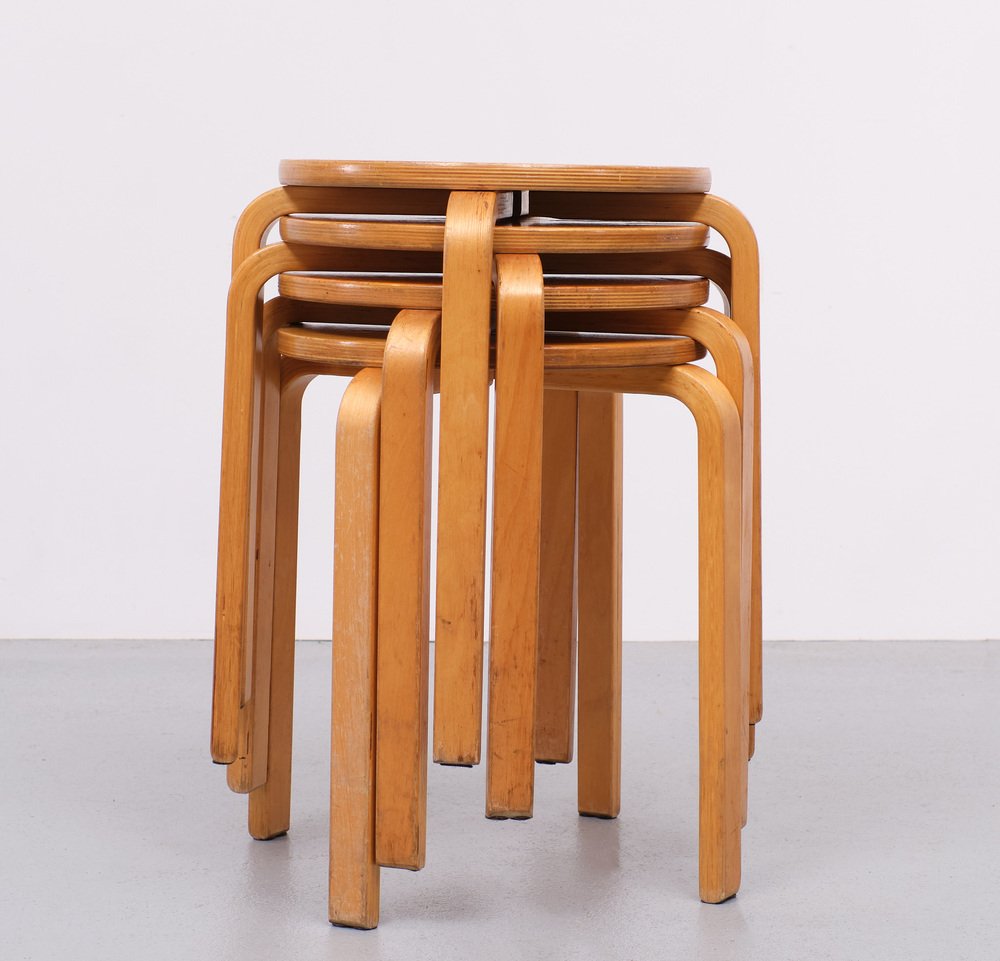 Vintage Frosta Bentwood Stacking Stools by Alvar Aalto for Ikea, 1990s