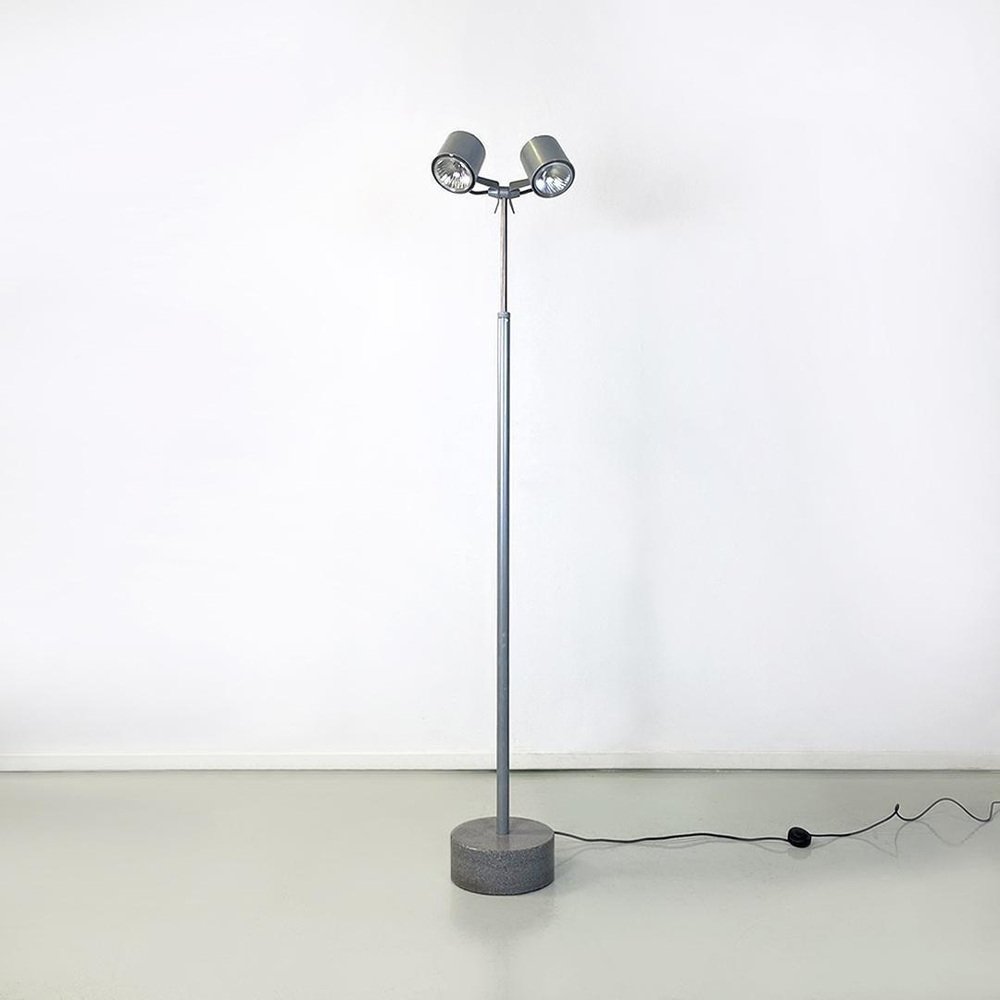 Modern Italian Metal and Marble Stadium Floor Lamp by Wettstein for
