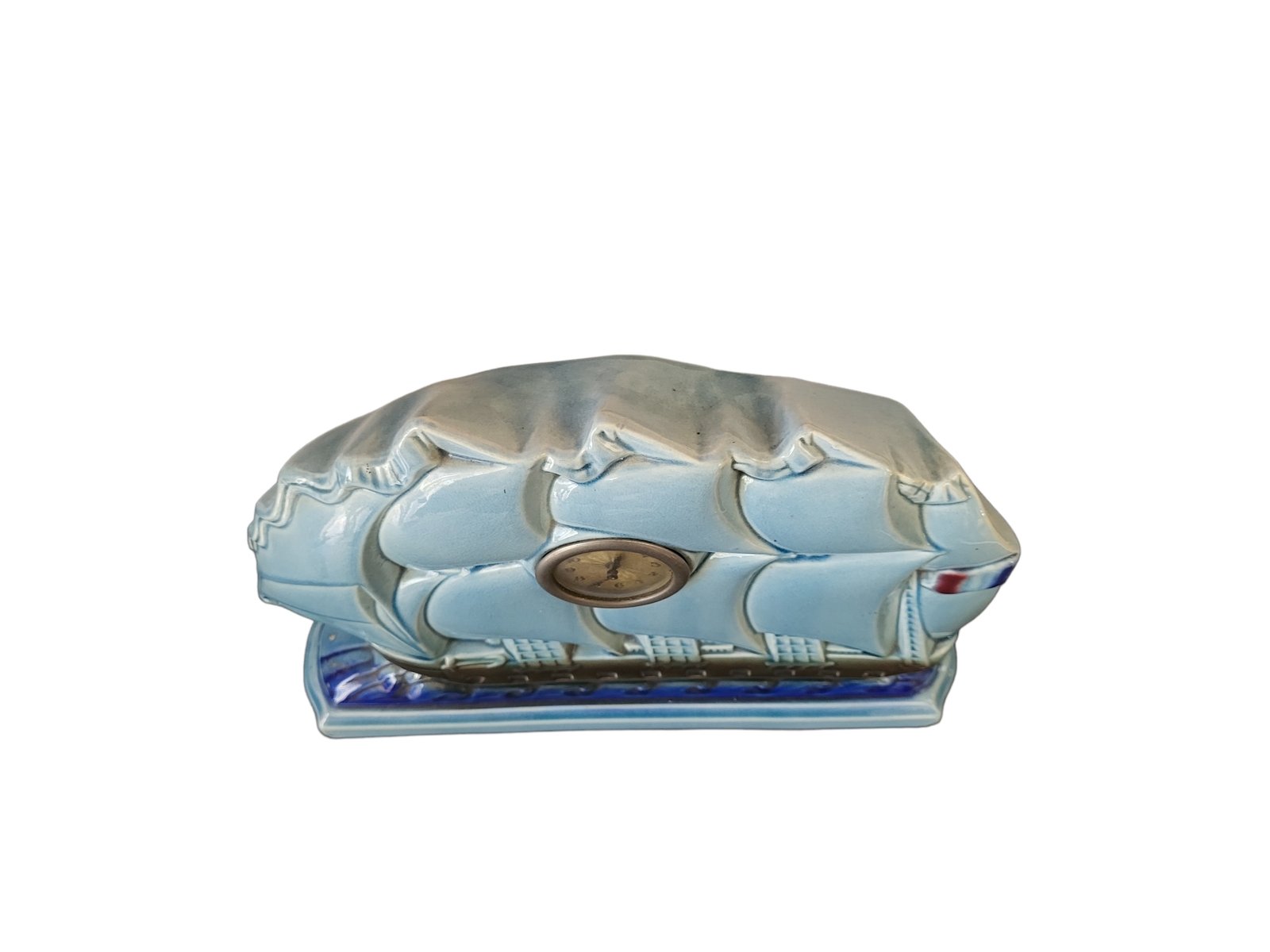 ShipShaped Table Clock in Porcelain, 1950s for sale at Pamono