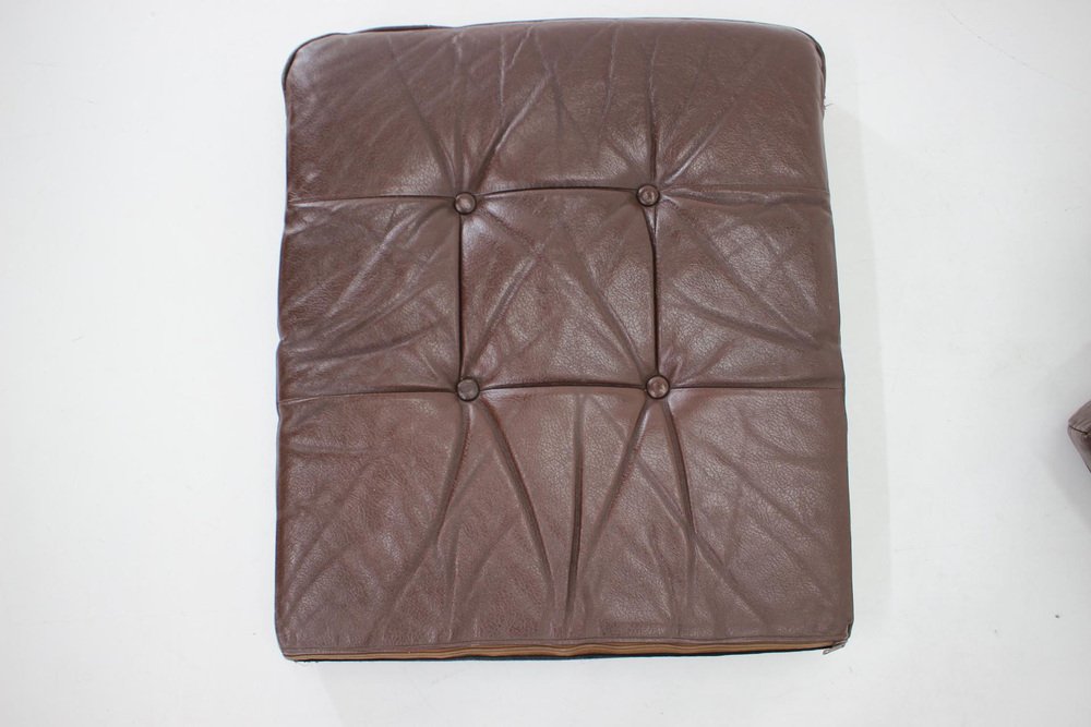 Danish Brown Leather Armchair, Denmark, 1970s for sale at Pamono