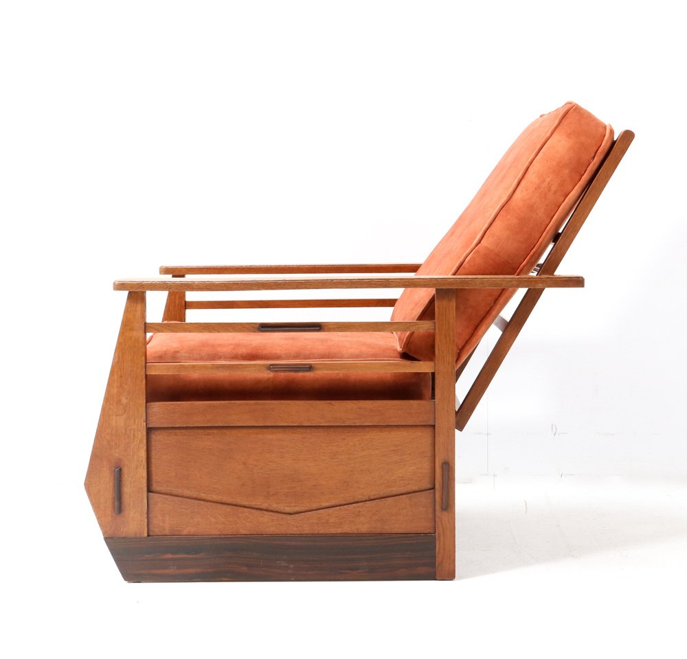 Art Deco Amsterdamse School Oak Lounge Chair or Folding Chair, 1920s