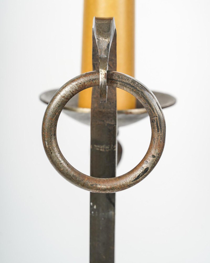 Wrought Iron and Copper Floor Lamp, 1960s for sale at Pamono