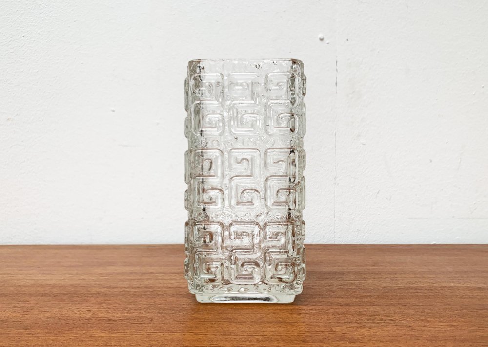 Large MidCentury Finnish Glass Block Vase by Tamara Aladin for Riihimäki, 1960s for sale at Pamono