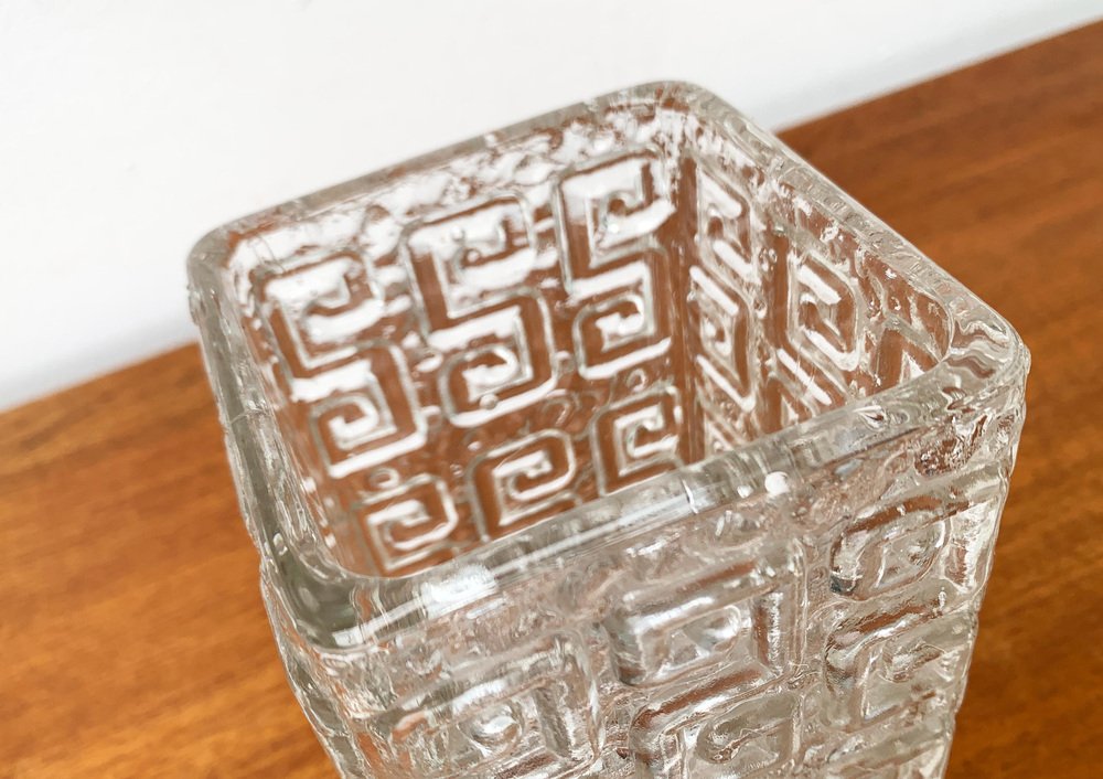 Large MidCentury Finnish Glass Block Vase by Tamara Aladin for Riihimäki, 1960s for sale at Pamono