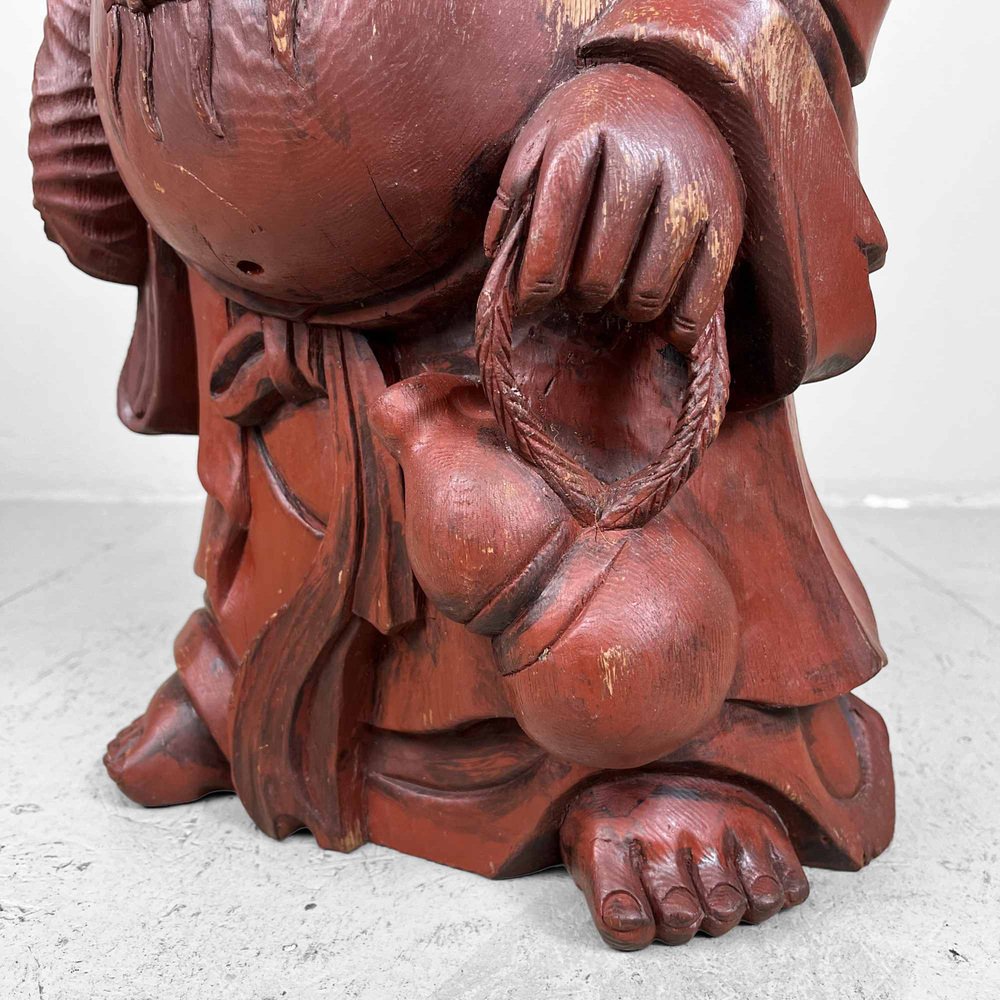 Wooden Hotei Buddha Temple Statue, Japan, 1930s for sale at Pamono