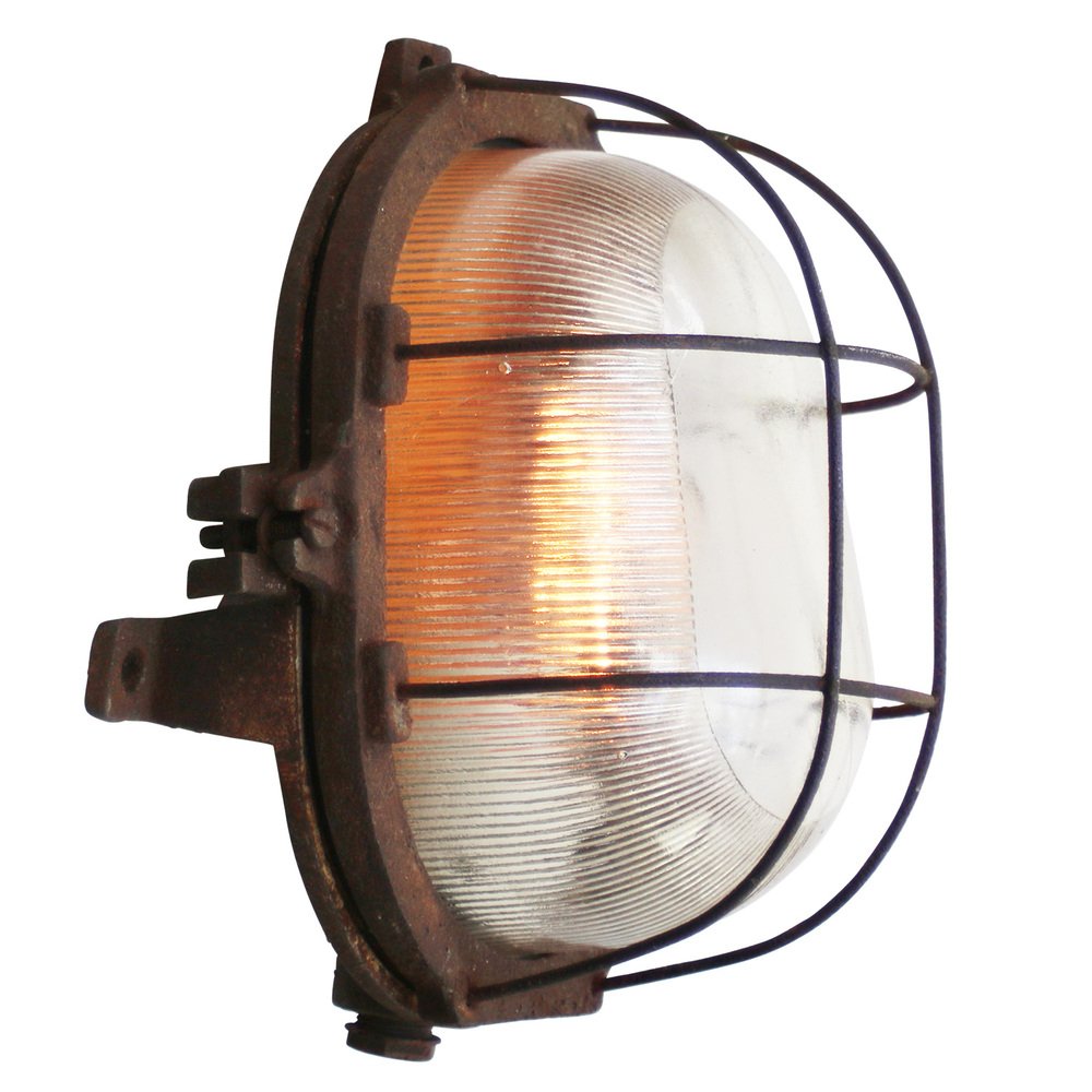 Vintage Industrial Wall Light in Rust Cast Iron for sale at Pamono