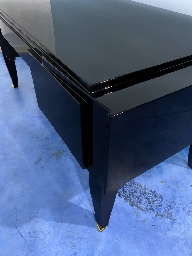French Art Deco Black Lacquered Executive Desk, 1930s for sale at Pamono