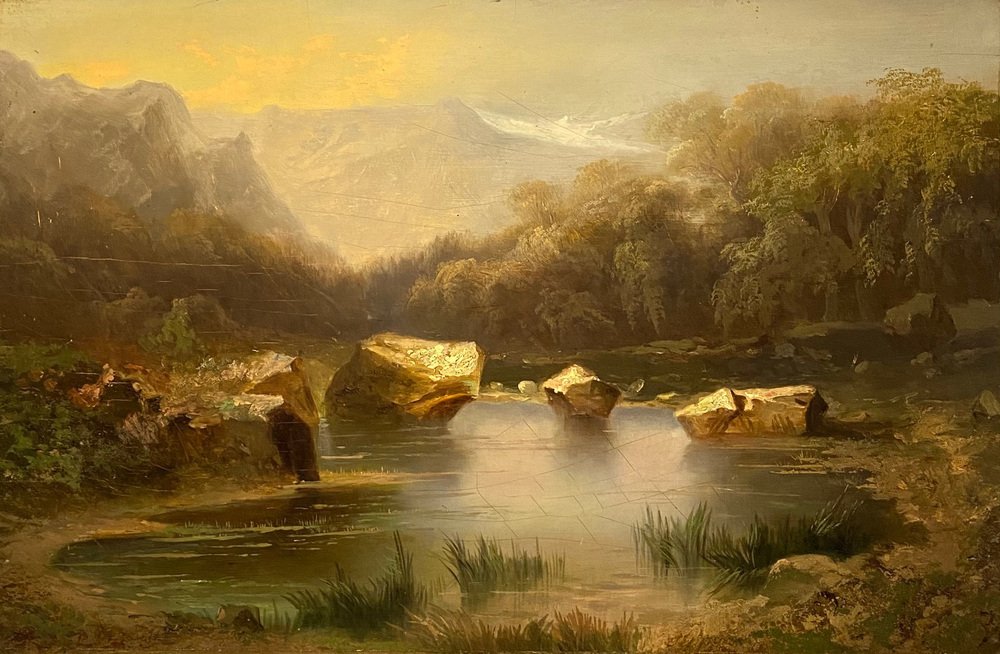JeanMarc Tepping, Teich in den Bergen, 19. Jh., Ölgemälde bei Pamono