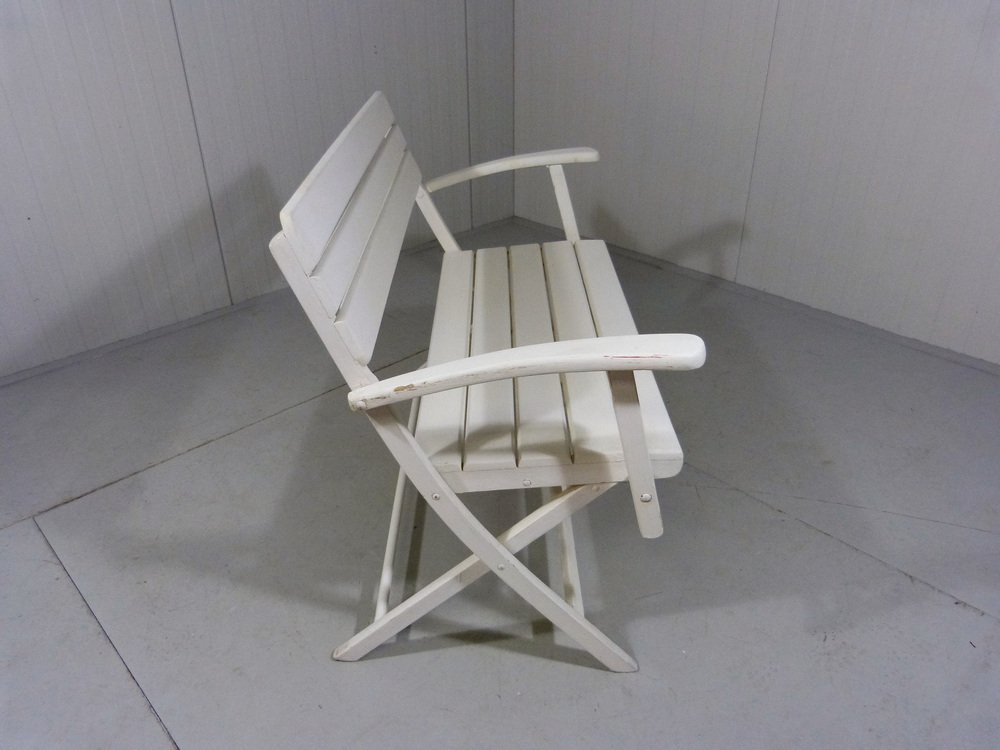 Versenkbare weiße Gartenbank aus Holz, 1960er bei Pamono kaufen