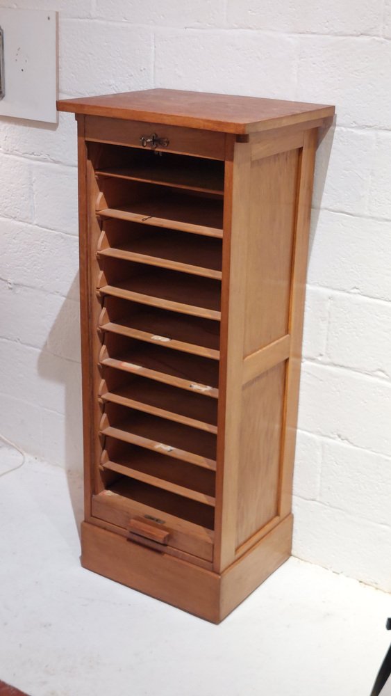 Oak Filing with Roller Shutter, 1900s for sale at Pamono