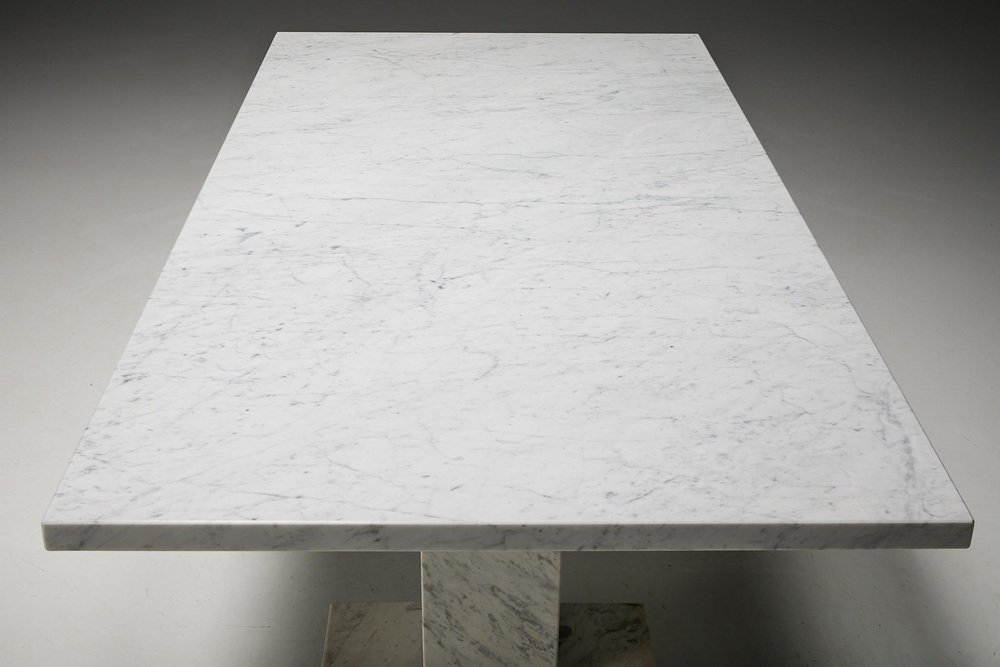 Table de terrasse MONCEAU - Marbre SICILE - Cerclage laiton