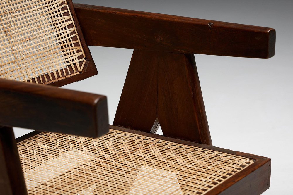 Cane Office Chair by Pierre Jeanneret, India, 1955 for sale at Pamono