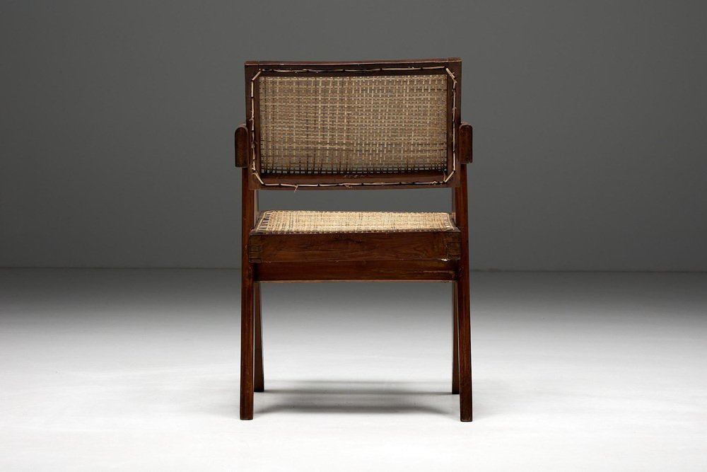 Cane Office Chair by Pierre Jeanneret, India, 1955 for sale at Pamono