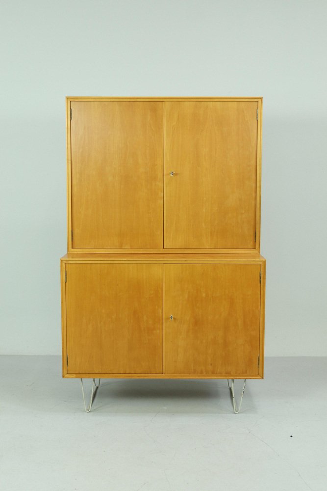 MidCentury Light Wood Linen Cupboard for sale at Pamono