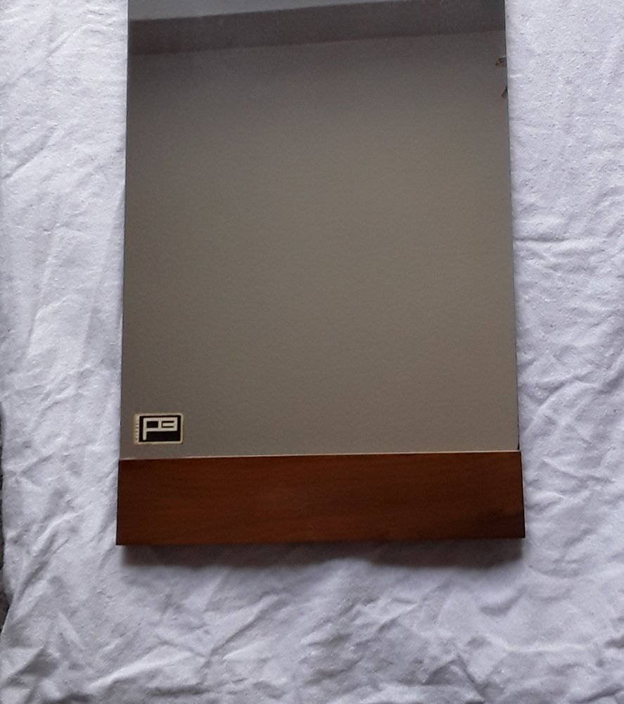 Vintage German Wall Mirror with Teak Holder from Ed Furniture, 1970s