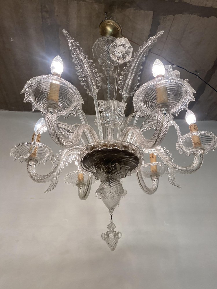 Vaso in vetro artistico di Murano trasparente bullicante, anni '50