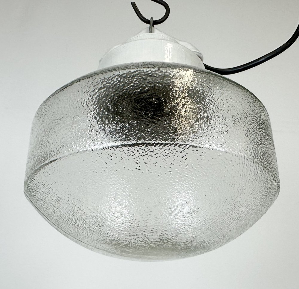 Lampada A Sospensione In Porcellana E27 Con Cavo Tessile 90 Cm | Bianco Smaltato | Stile Vintage Per Interni