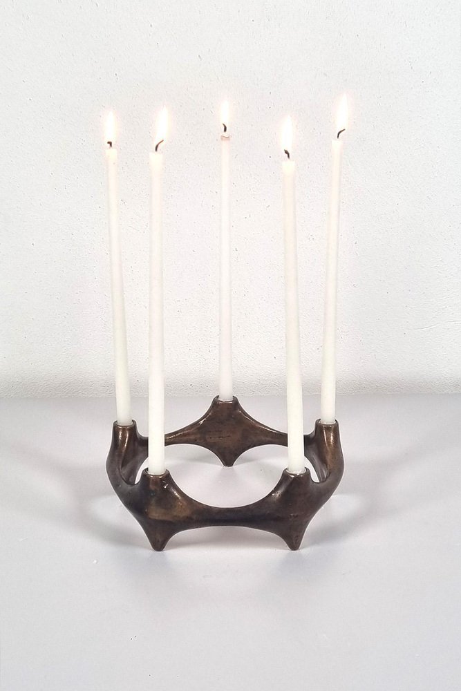 Bronze Brutalist Candle Holder for sale at Pamono