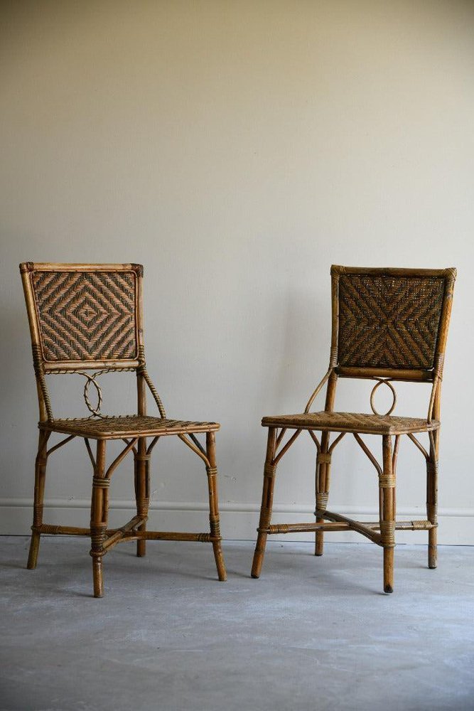 Early 20th Century French Rattan Cafe Chairs, Set of 2 for sale at Pamono