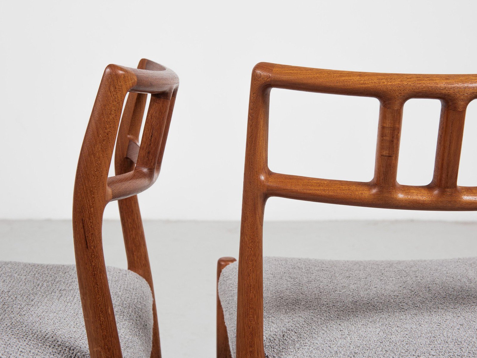 MidCentury Danish Chairs in Teak and Fabric Model 79 attributed to