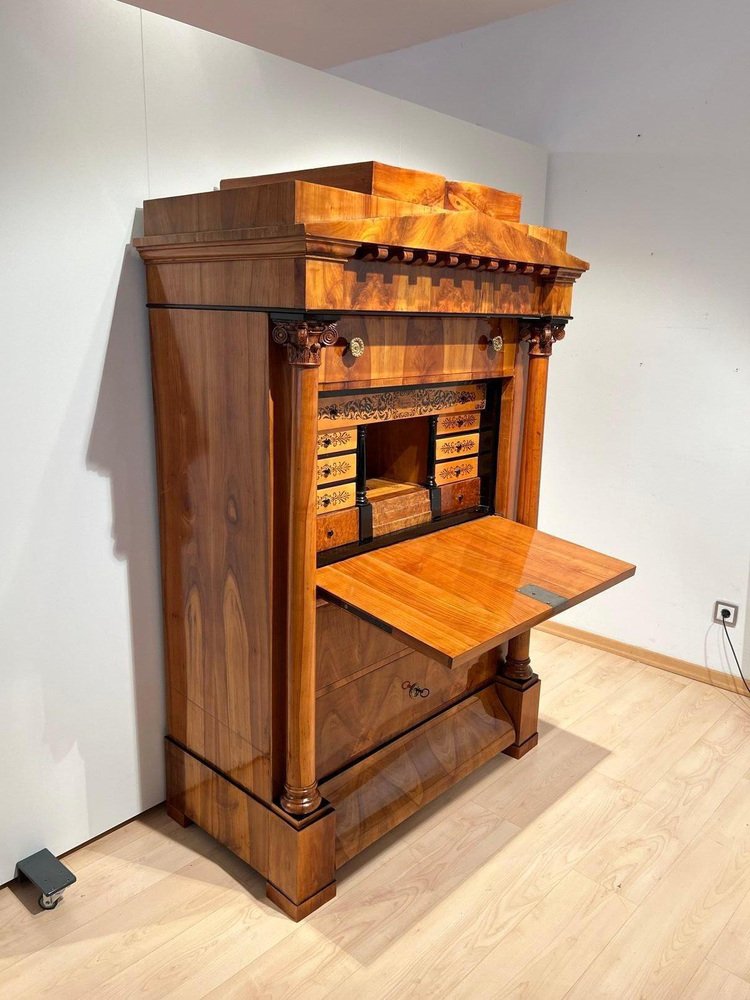 Biedermeier Sekretär aus Kirschholz & Ahorn mit Intarsien & Messing ...