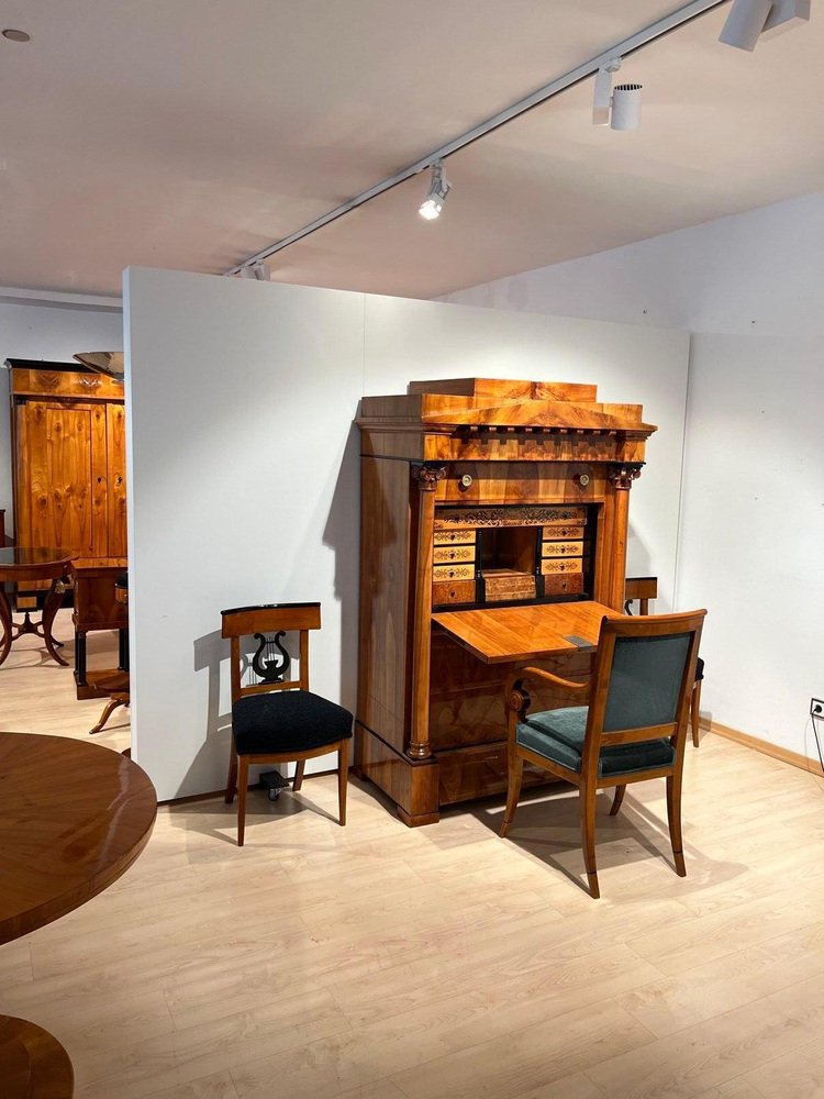 Biedermeier Sekretär aus Kirschholz & Ahorn mit Intarsien & Messing ...