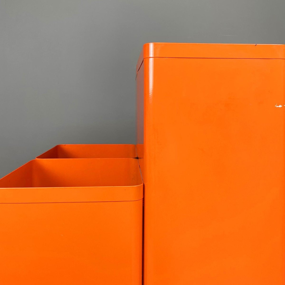 Italian Modern Drawing Roll Holder in Orange Metal Sheet by Neolt