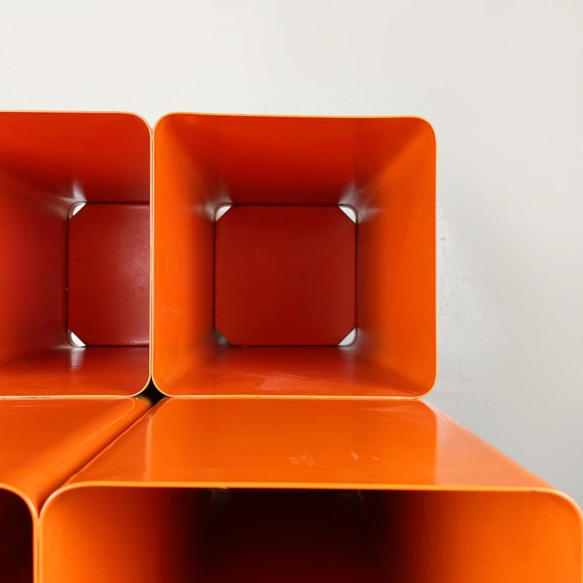 Italian Modern Drawing Roll Holder in Orange Metal Sheet by Neolt