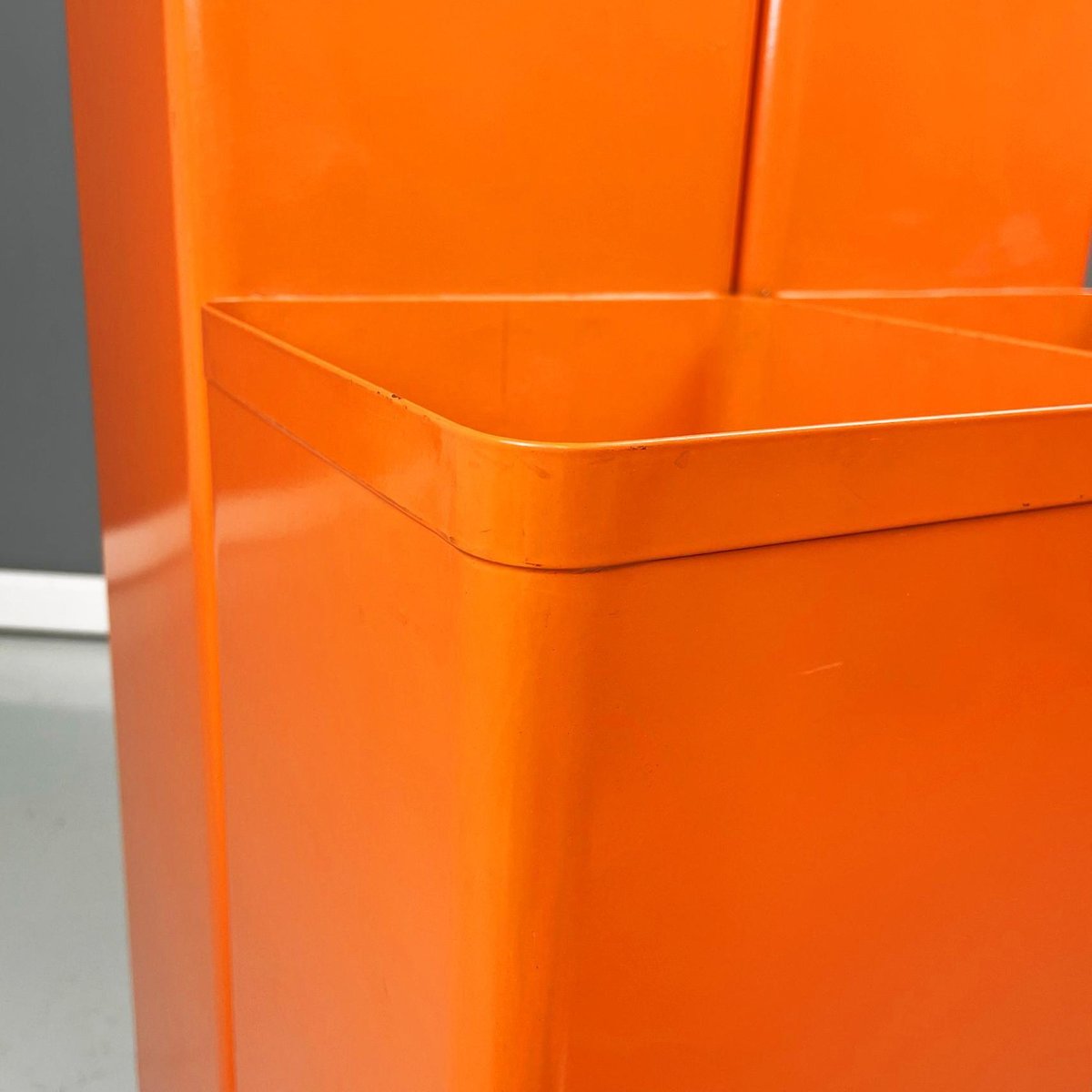 Italian Modern Drawing Roll Holder in Orange Metal Sheet by Neolt