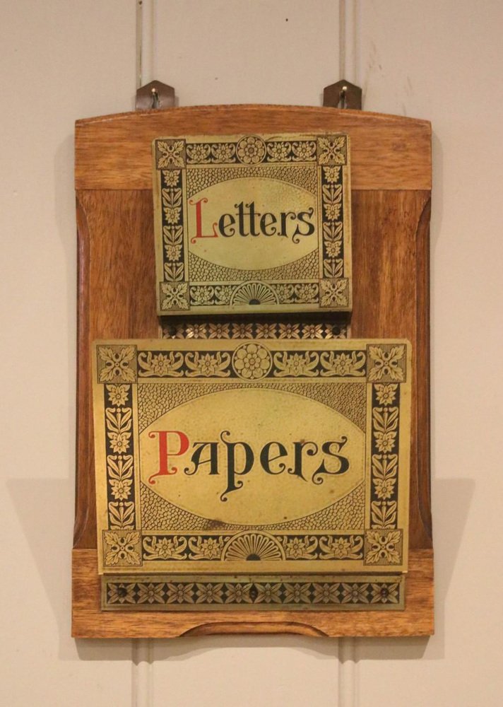 Edwardian Walnut Wall Mounted Letter Rack for sale at Pamono