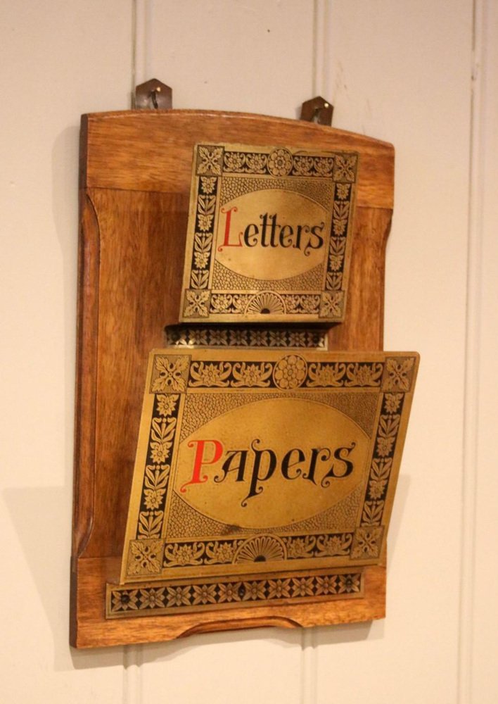 Edwardian Walnut Wall Mounted Letter Rack for sale at Pamono