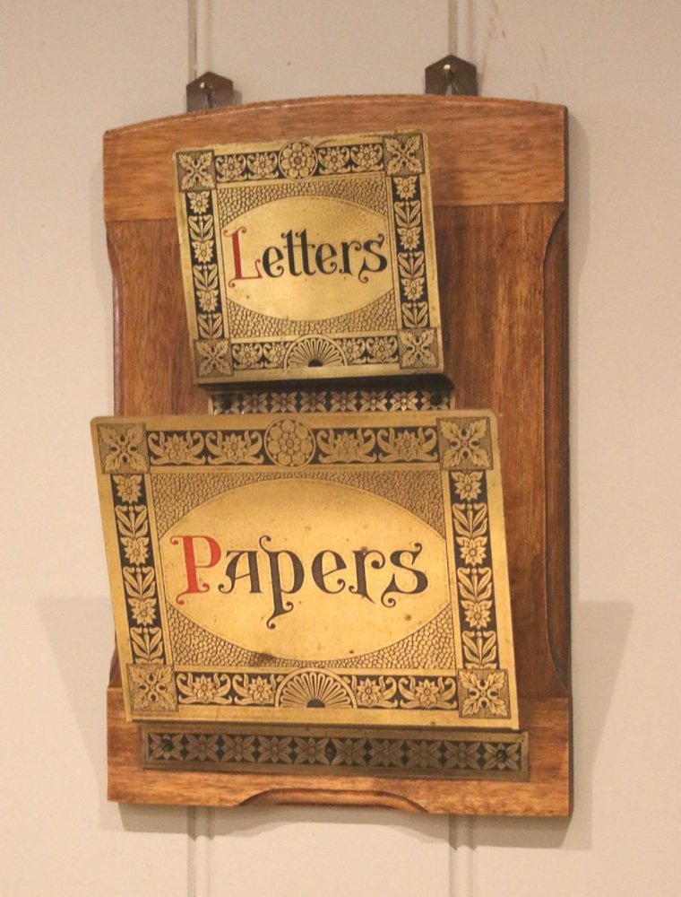 Edwardian Walnut Wall Mounted Letter Rack for sale at Pamono