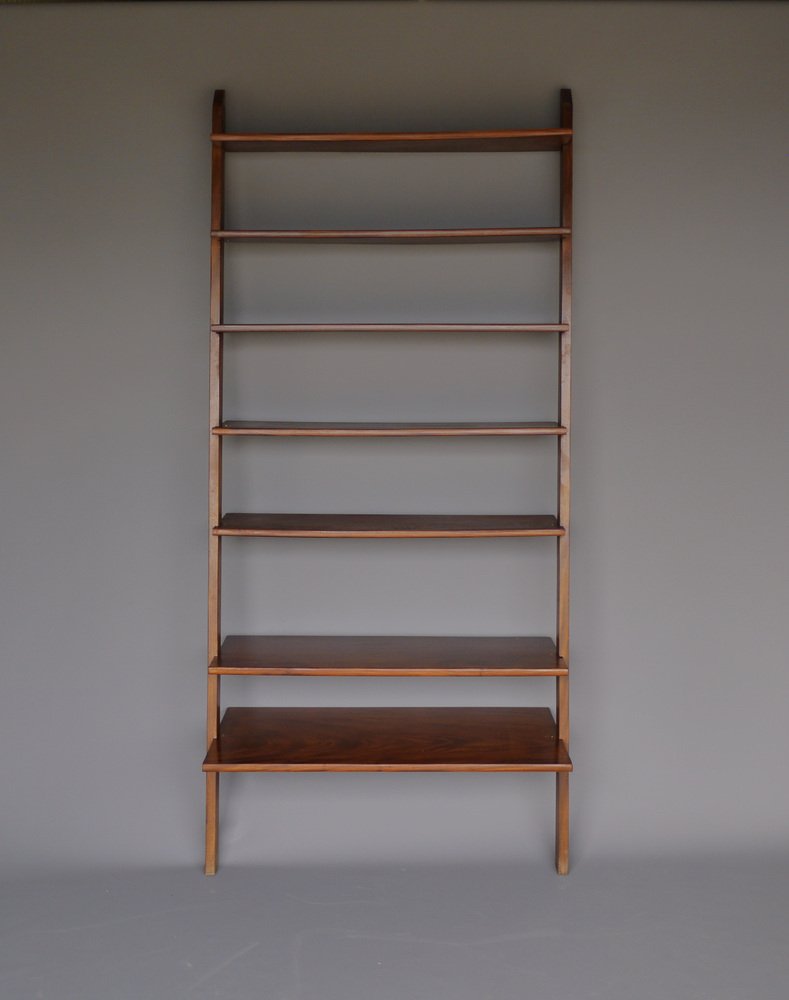 Mahogany Leaning Wall Shelving Unit. 1960s for sale at Pamono