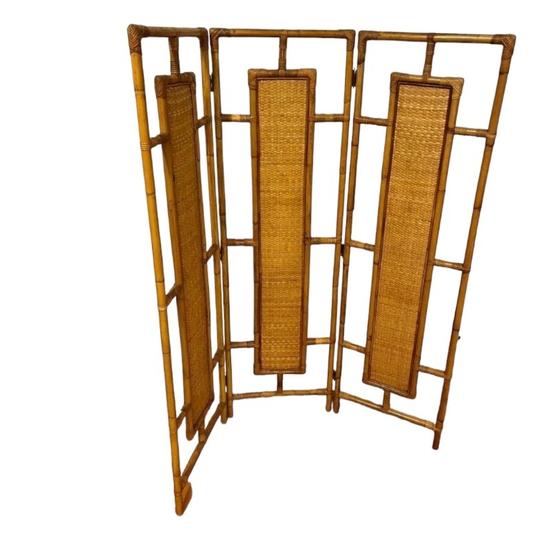 Vintage Rattan & Bamboo Room Divider for sale at Pamono