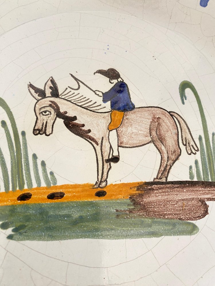 19th Century French Faience Plates with Bird Pattern in Blue, Green ...