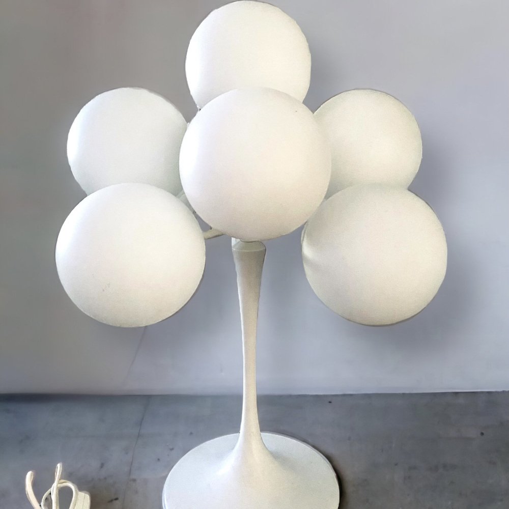 Swiss white atomic table lamp by max bill for temde 1960s for sale at