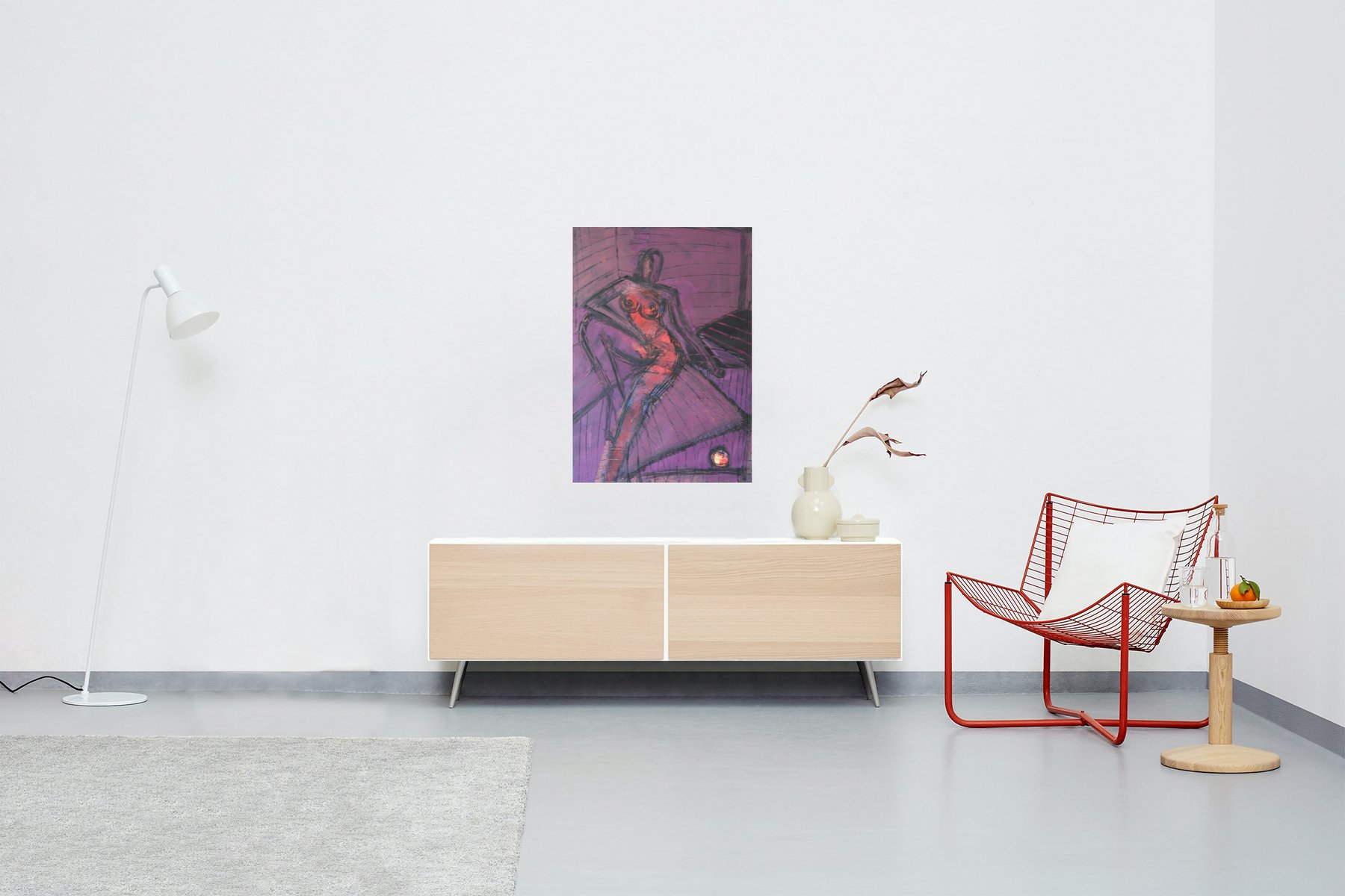 Mathias Wunderlich, Nude with Apple, 2019, Acrylic on Paper for sale at