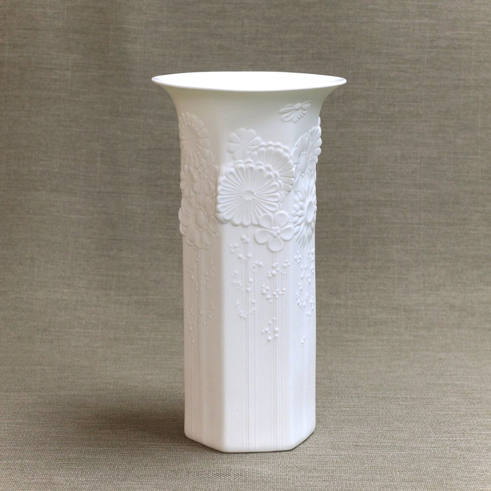 Vintage German White Bisque Porcelain Vase from Kaiser, 1970s for sale