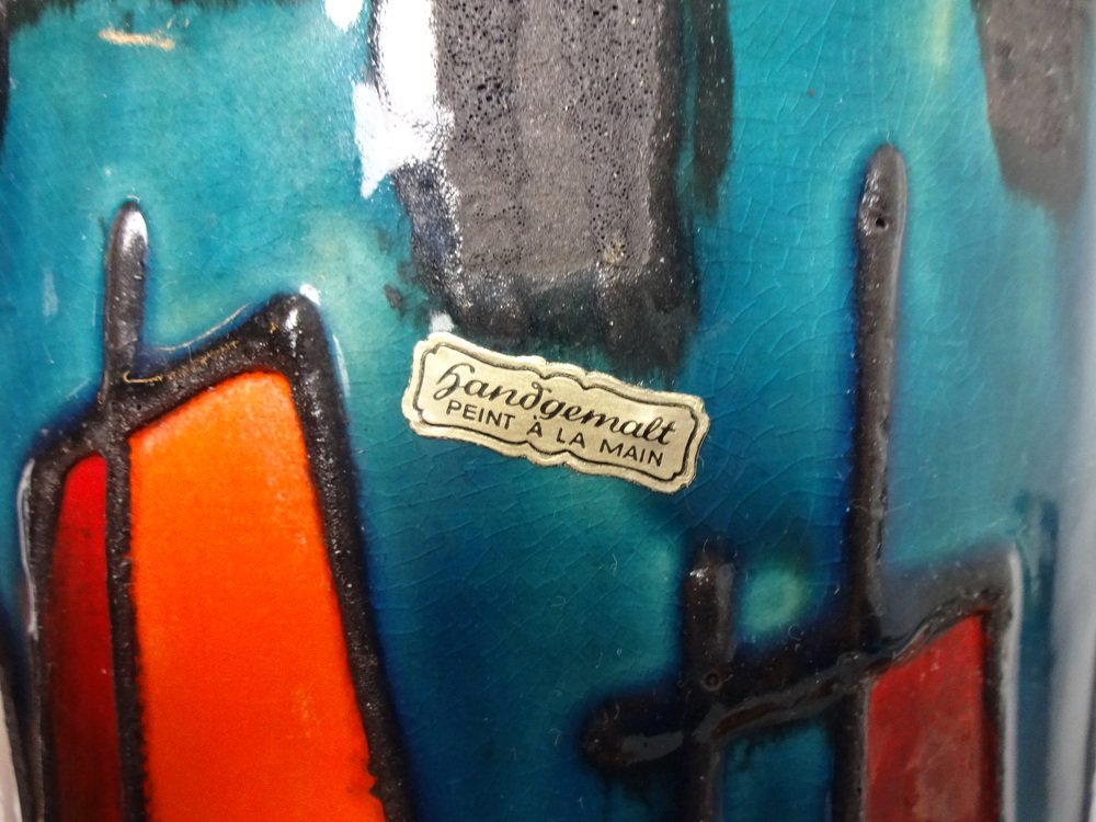 Große 517-50 Glasierte Lava Keramikvase mit Segelboot von Scheurich ...