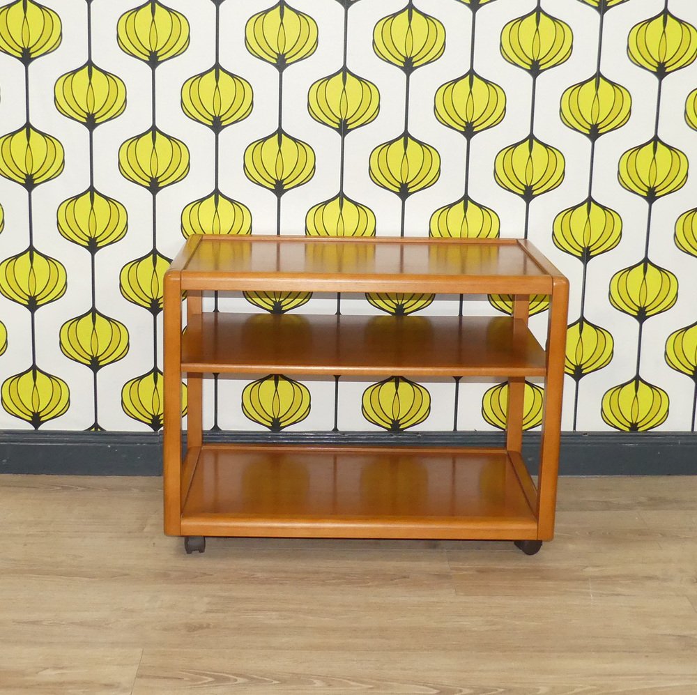 Large Wooden Side Table on Wheels for sale at Pamono