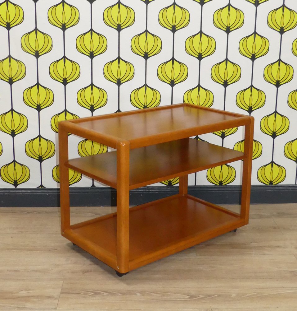 Large Wooden Side Table on Wheels for sale at Pamono