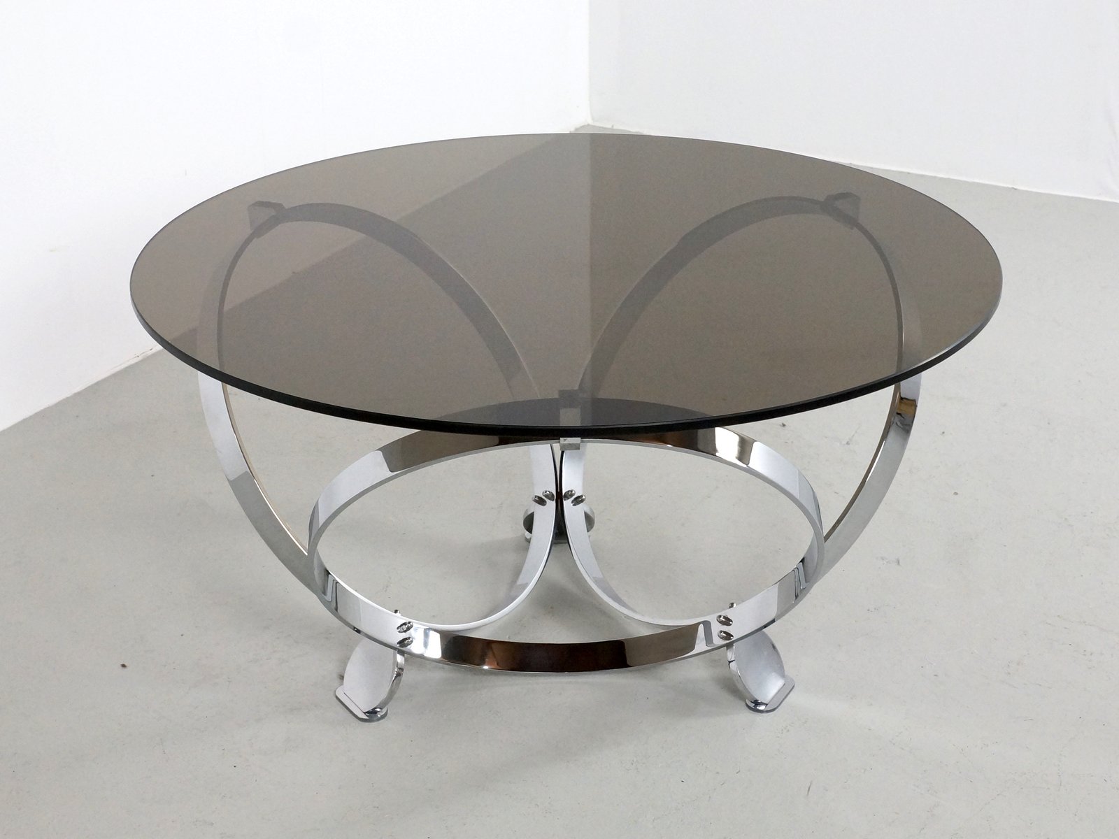 Chrome and Glass Round Coffee Table by Knut Hesterberg ...