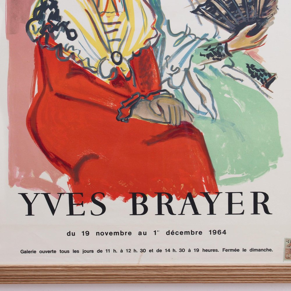 Vintage French Exhibition Poster by Yves Brayer for Galerie Isy Brachot Brussels, 1964 for sale