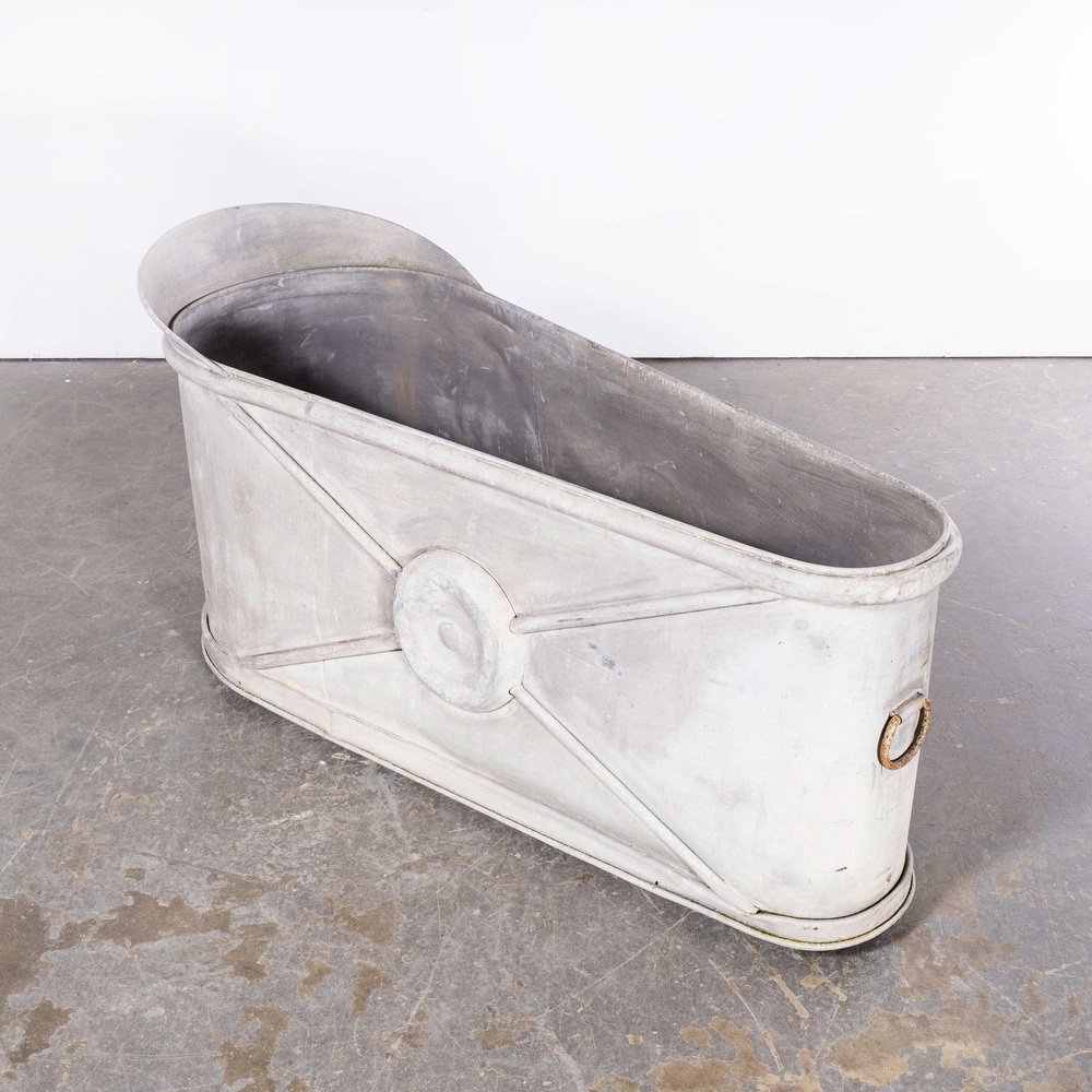 French Zinc Galvanised Bath Planter, 1940s for sale at Pamono