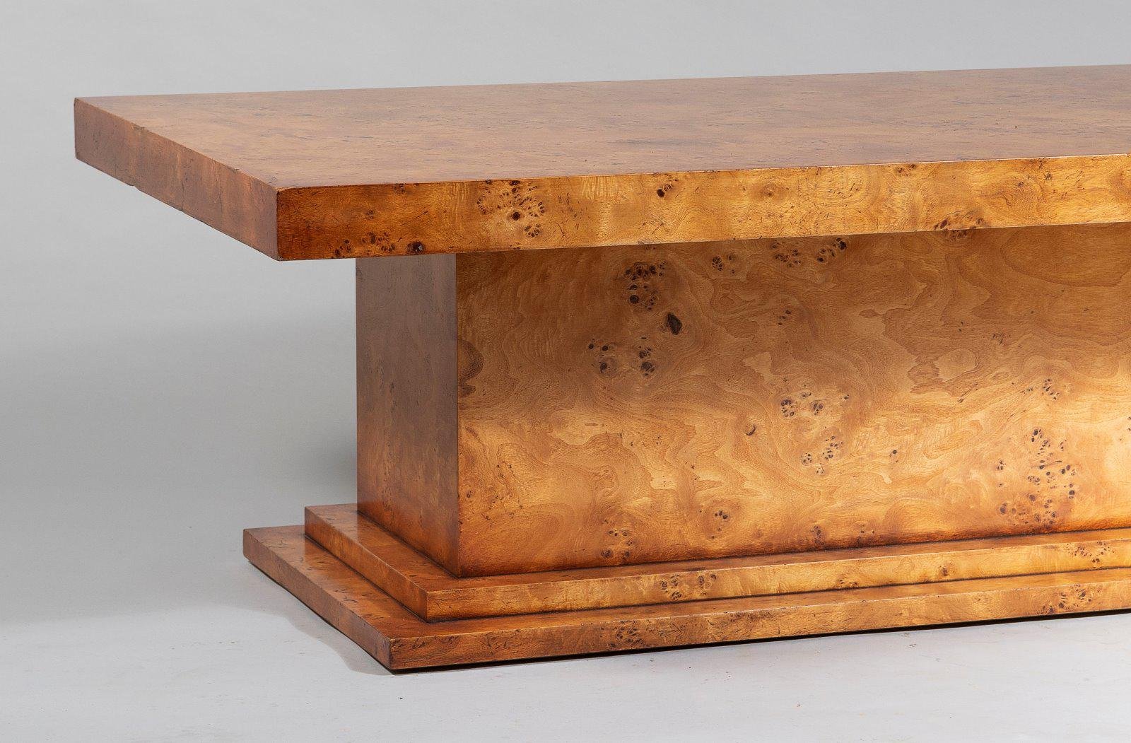 Large MidCentury Modern Birdseye Maple Rectangular Coffee Table by