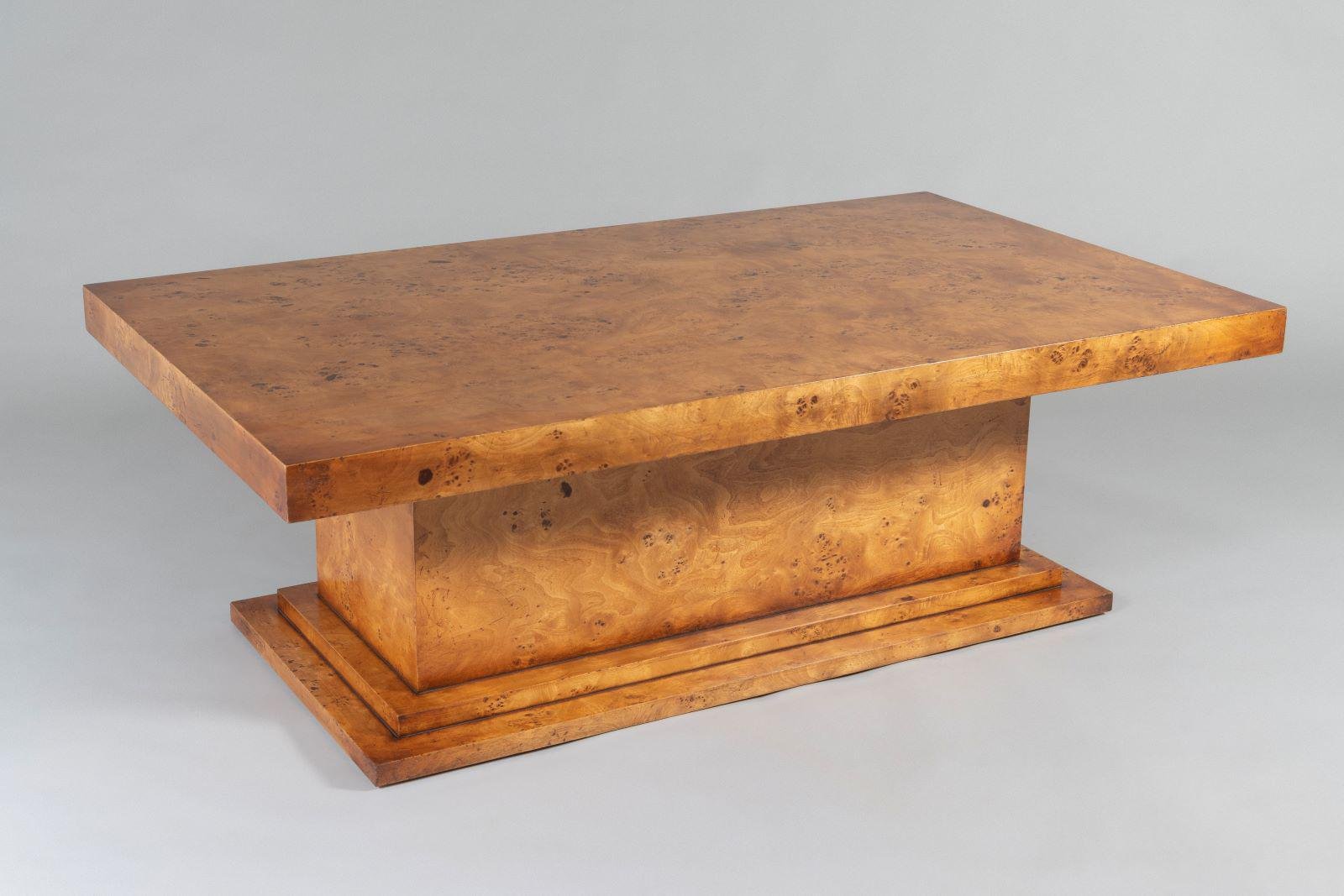 Large MidCentury Modern Birdseye Maple Rectangular Coffee Table by