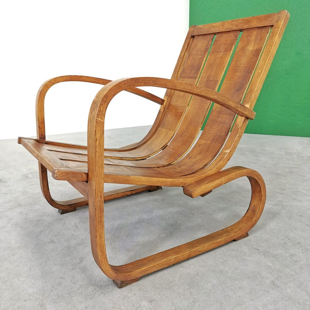 Rationalistischer italienischer Art Deco Bauhaus Holz Stuhl, 1930er bei
