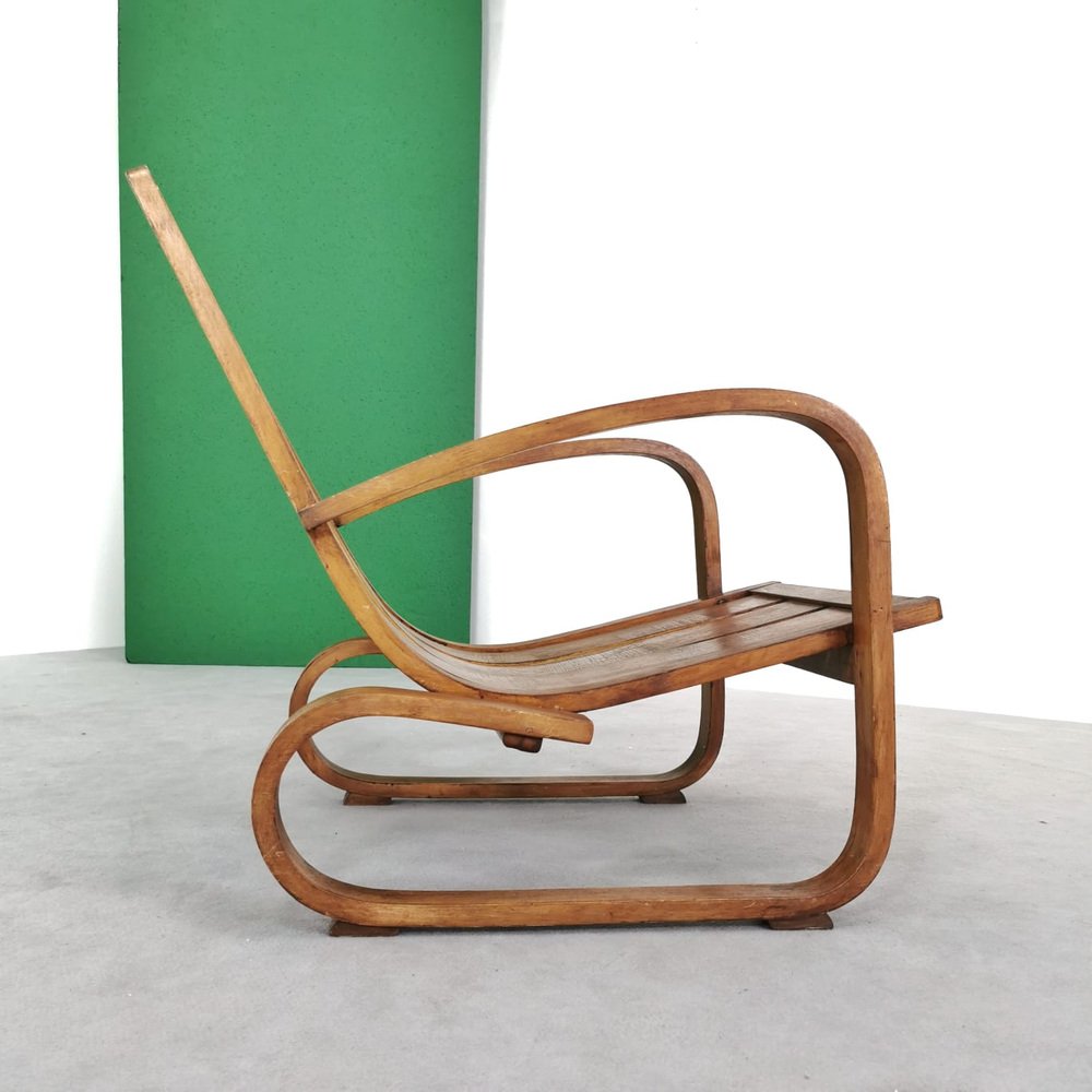 Rationalistischer italienischer Art Deco Bauhaus Holz Stuhl, 1930er bei