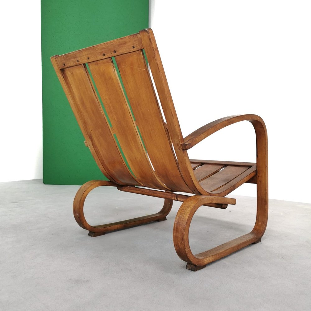 Rationalistischer italienischer Art Deco Bauhaus Holz Stuhl, 1930er bei